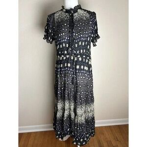 S Small Rare Feelings Dress Maxi Floral Ruffle Peasant Boho